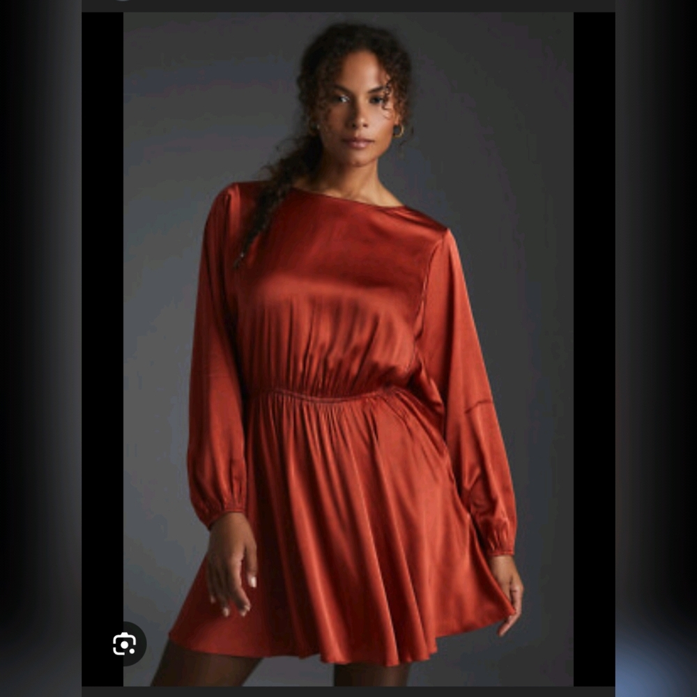 Anthropology Women's Orange Long Sleeve Dress